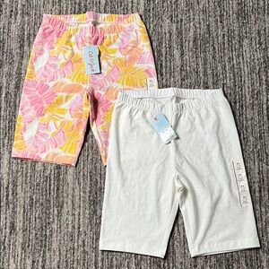 Cat & Jack Tropical Print and White Biker Shorts Set Size XL (14)